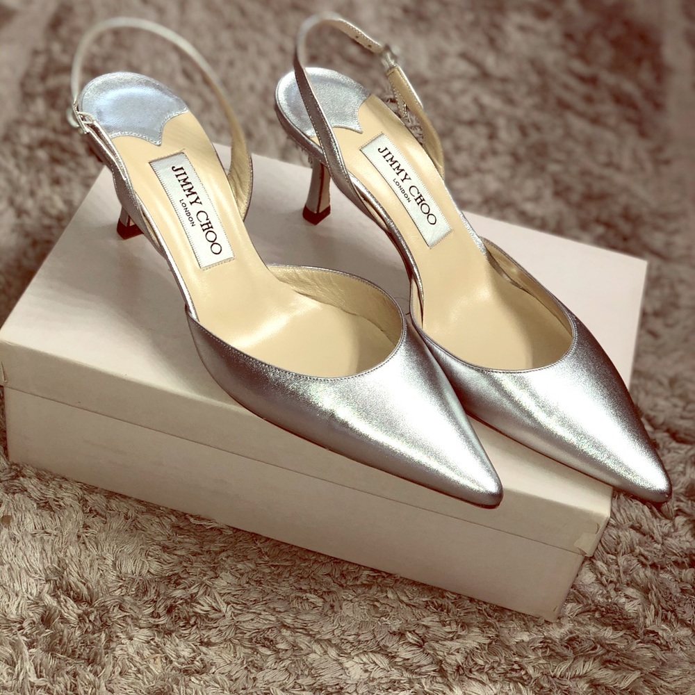 BNIB Jimmy Choo Metallic Napa Silver Pump